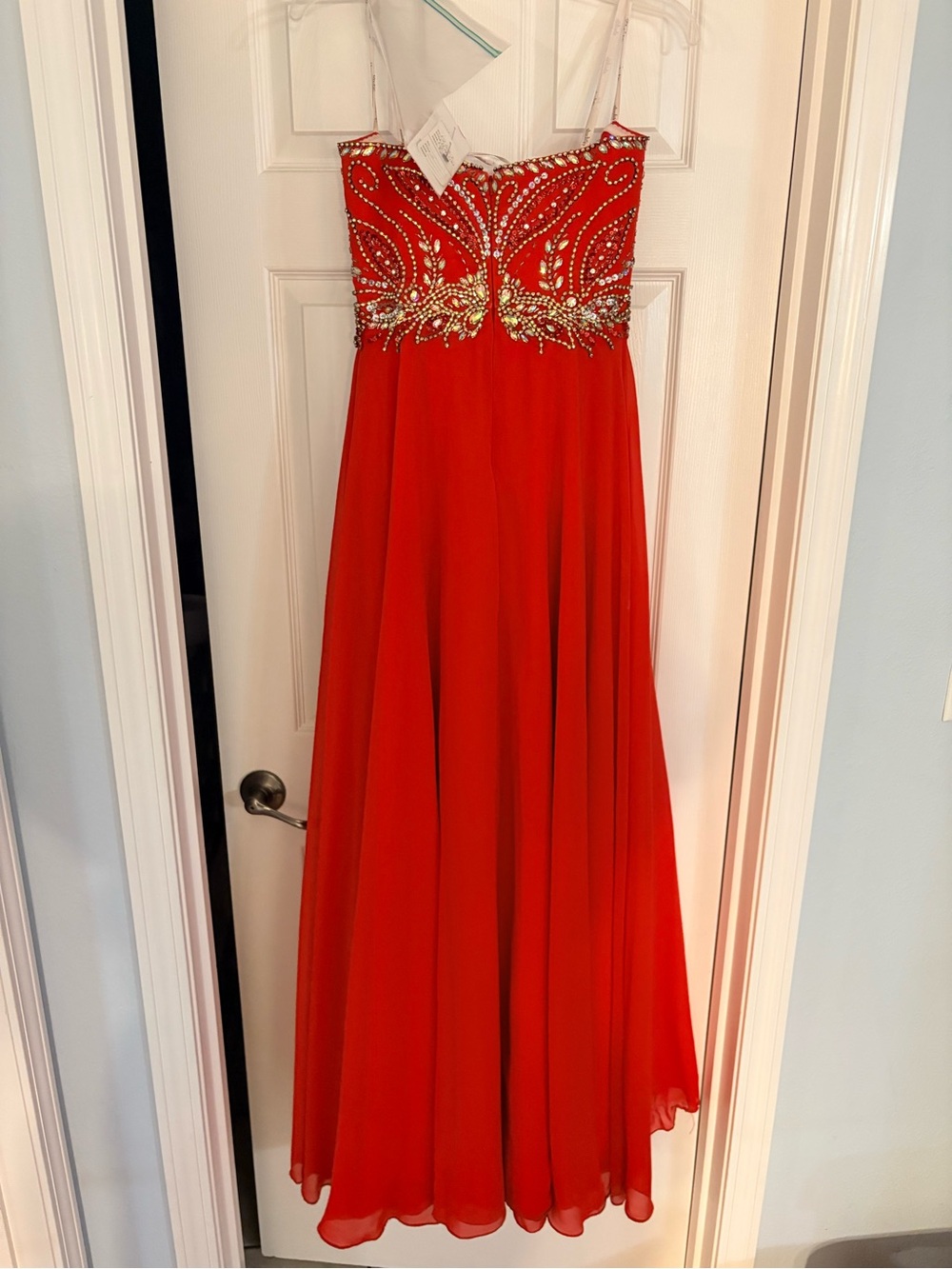 Red Embellished Chiffon Prom Homecoming Dress - Picture 2 of 4